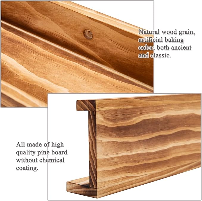 AZSKY 48 Inches Long Wood Photo Picture Ledge Shelf with Lip Floating Shelves for Nursery Books Set of 2 Rustic Wall Shelf for Kids Bedroom Office Bathroom Living Room Frames