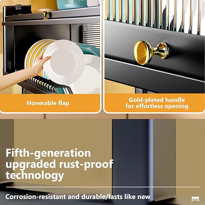 Kitchen sink rack dishwashing sink countertop dustproof cupboard storage multifunctional tableware storage drain rack double layer,KeepKitchen Sink Shlef Organized Space-Saving(White,85cm/33.5in)