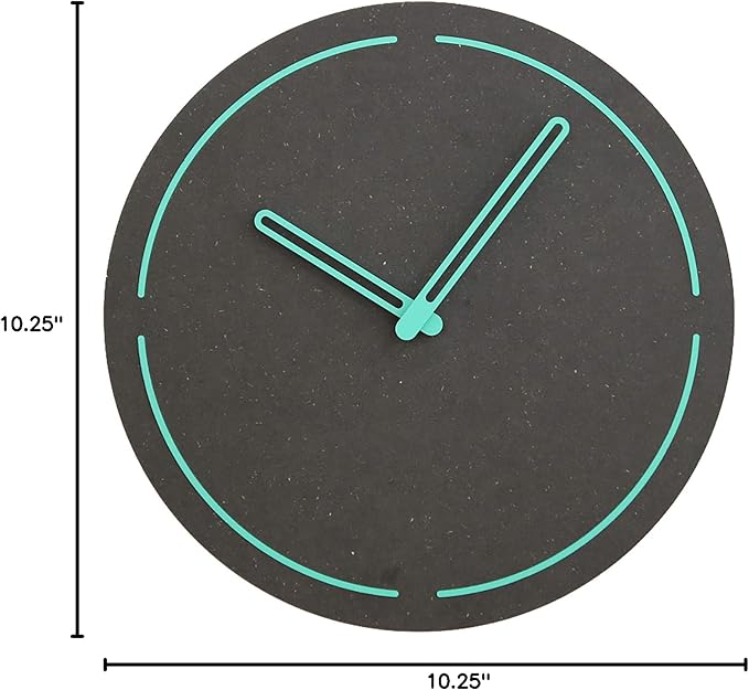 Stephanie Imports Modern Minimalist Dark Concrete Gray Silent Wall Clock (Teal)