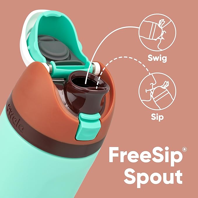 Owala Kids FreeSip Insulated Stainless Steel Water Bottle with Straw, BPA-Free Sports Water Bottle, Great for Travel, 16 oz, Mint Chocolate