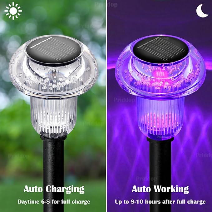 Solar Lights Outdoor Pathway Waterproof 16 Pack Color Changing LED Acrylic Mushroom Decorative Garden Lights for Yard Landscape Patio Outside Christmas Decorations