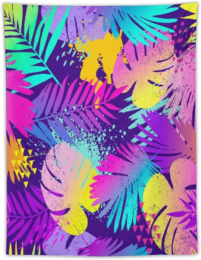 ICMOLYYENLO Palm Leaf Tapestry Wall Hanging, Tropical Leaves Plant Jungle Green Hawaiian Art Home Decor for Guest Bedroom Living Room Dormitory 60x60