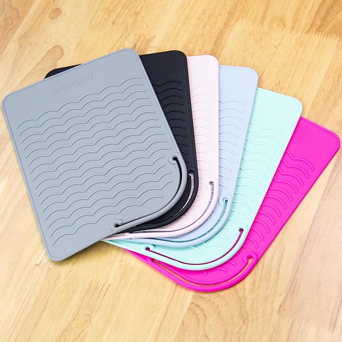 ANGENIL Flat Iron Silicone Mat and Travel Case for Hair Tools - Heat Resistant Mat, Straightener Pad, and Curling Iron Sleeve (9" x 6.5")