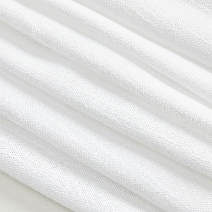 MYSKY HOME Short Curtains for Small Kitchen Windows 45 inches Length, Linen Look Curtain Drapes Cotton Polyester Blend, Soft Fabric Light Filtering Privacy Protect, 50 x 45 inches, White, 2 PCs