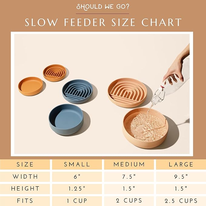 The Slowdown Bowl Silicone Slow Feeder for Dogs & Puppies, Slow Eating Modern Lick Mat Design Reduces Gulping, Fits 2.5 Cups 9.5” Across x 1.5” Tall, Mealtime Challenge, Large-Charcoal