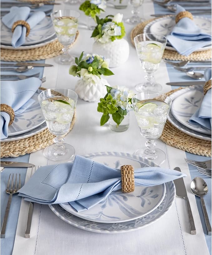 Solino Home Linen White Table Runner 60 Inches - Classic Hemstitch, 100% Pure Linen Coffee Table Runner 14 x 60 Inch Ideal for Dresser Tables - Fall, Autumn, Halloween, Thanksgiving