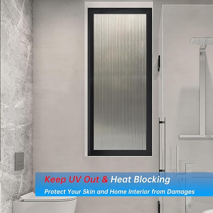 Frosted Glass Window Privacy Film Decorative, Bathroom Privacy Film for Glass Windows Cover, Static Cling, Removable, Reusable, Anti-UV, Anti-Glare, Heat Blocking,Changhong,17.5X78.7Inch