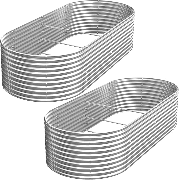 2 Pack 8x2FT Tall Galvanized Raised Garden Bed Outdoor,Metal Garden Bed for Vegetables,Steel Raised Beds for Gardening,Above Ground Garden Box for Flower-DW5