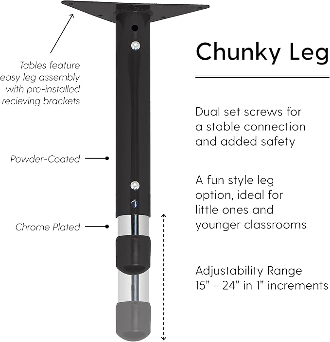 FDP Rectangle Activity School and Classroom Kids Table (30 x 60 inch), Toddler Legs, Adjustable Height 15-24 inches - Maple Top and Black Edge