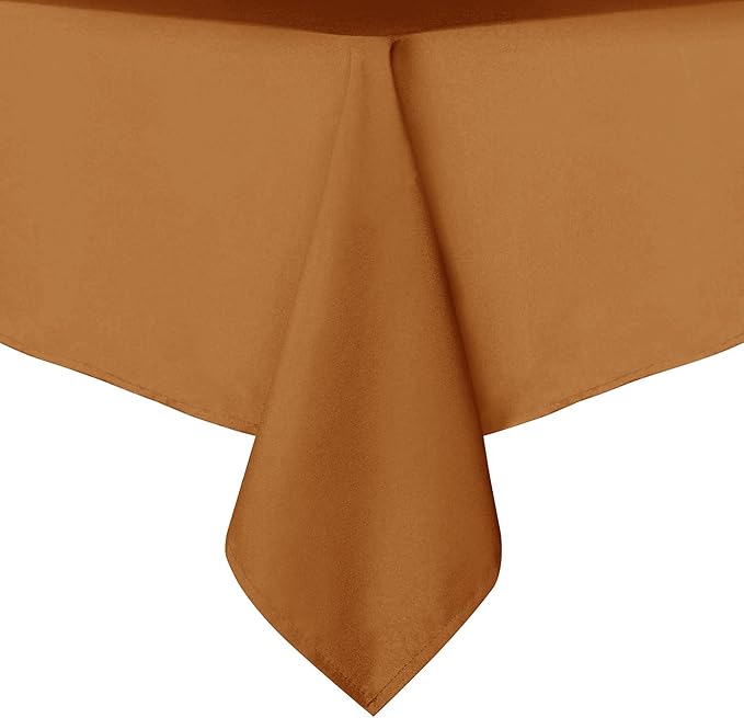 sancua Tablecloth Rectangular - 60 x 120 Inch - Stain and Wrinkle Resistant Washable Fabric Fall Table Cloth Rectangle, Thanksgiving Decorative Polyester Table Cover for Dining, Parties, Bronze