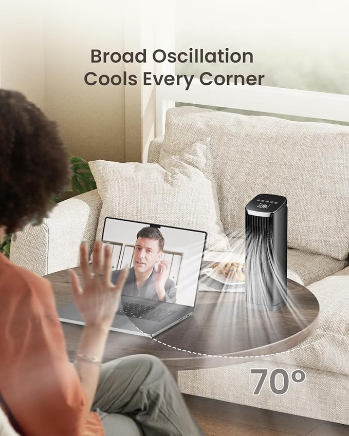 Fan for Bedroom, 13" Tower Fan with Remote, 4 Modes 4 Speeds Max 24ft/s, 70° Oscillating Desk Fan, 12H Timer Portable Fans, Cooling Fans for Office, Home