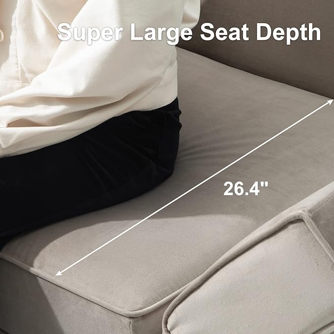 Belffin Convertible Sectional Sofa with Chaise Velvet L Shaped Sofa Couch Modular Sectional Sofa with Storage Grey