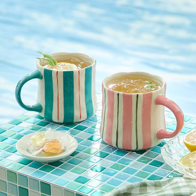 Vibrant Striped Ceramic Coffee Mug - Unique Red Design, 12oz, Microwave & Dishwasher Safe, Perfect for Daily Brews tea or coffee