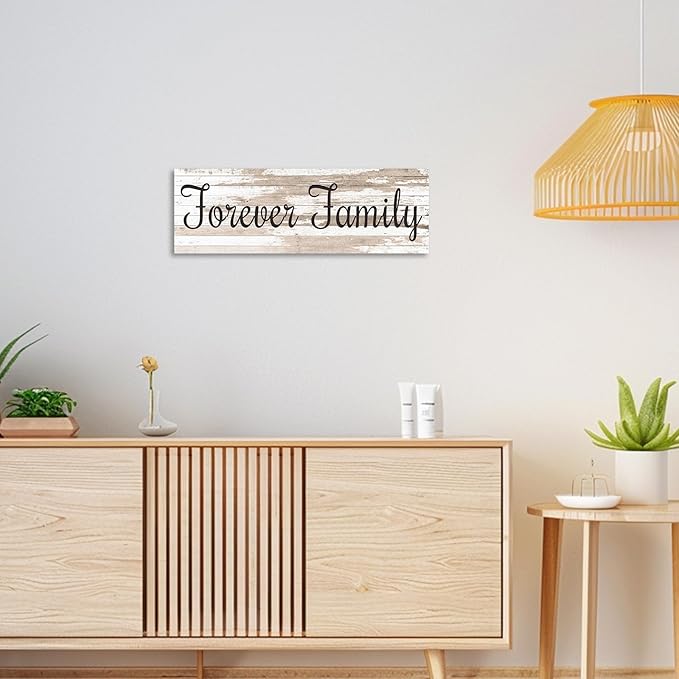 CHAOSETKEN Custom Text Sign Wall Art Personalized Family Quote Wall Decor Family Sign Canvas Prints Customized Wood Text Quote Pictures Rustic Farmhouse Decor Framed (12L x 4W)