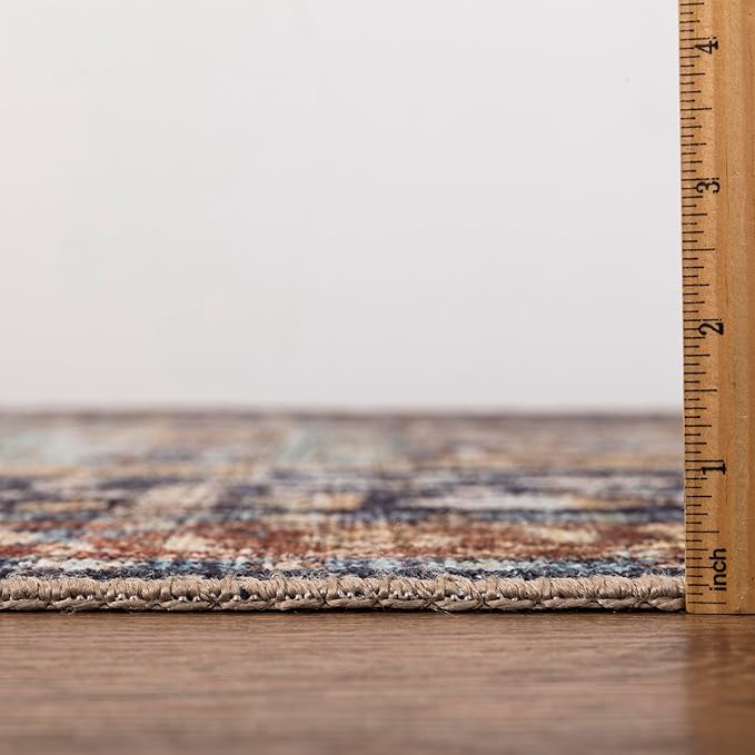 Keen Home Design 5x7 Rug - Machine Washable Area Rug with Non-Slip Backing, Ideal for Living Room, Dining Room, Bedroom - Vintage, Easy Clean, Durable, Low Pile Rug - (5' x 7')