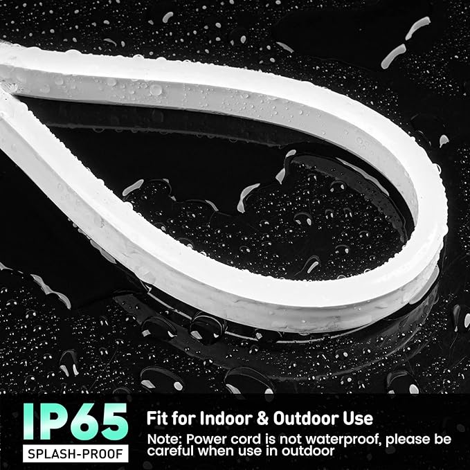 GZBtech Flexible LED Neon Rope Lights 33FT,AC 110-120V Waterproof Strip Light, 120 LEDs/M Cuttable Connectable Neon Lighting for Indoor Outdoor Home Decor/Commercial Building Use-Cold White 10M