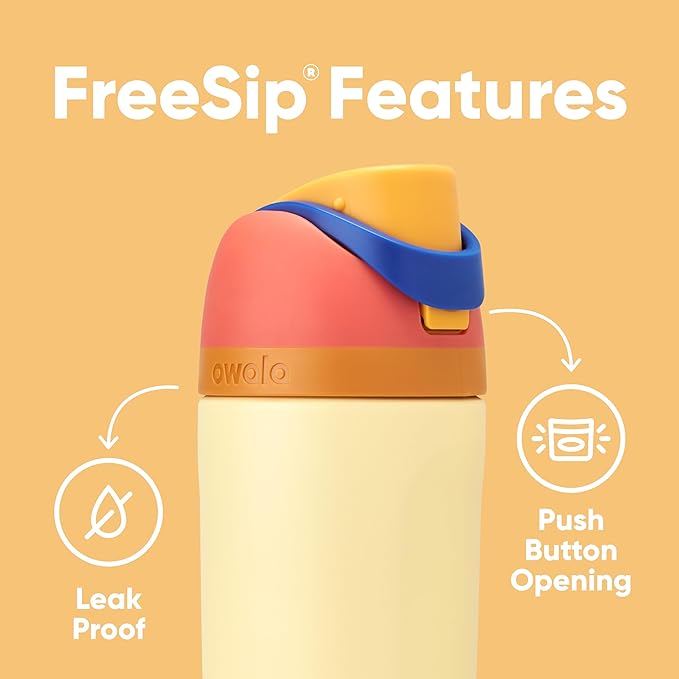 Owala Kids FreeSip Insulated Stainless Steel Water Bottle with Straw, BPA-Free Sports Water Bottle, Great for Travel, 16 oz, Misty Horizon