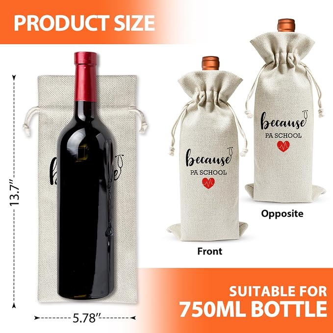 PA School Graduation Gift For Physician Assistant Wine Bag, Nurse Practitioner Gift for Women, Funny Doctor Nurse Day Nurse Week Party Decoration, Nursing School Graduation Gift, Linen Wine Bag