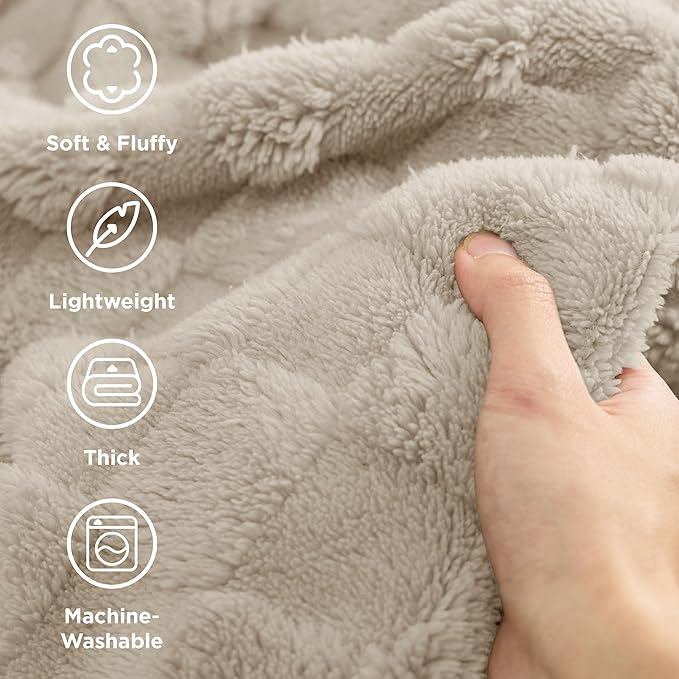 Bedsure GentleSoft Light Brown Throw Blanket for Couch - Checkered Fleece Blankets Gifts for Women Men Girls, Cute Soft Cozy Throw for Bedroom Home Decor Gifts, 50x60 Inches