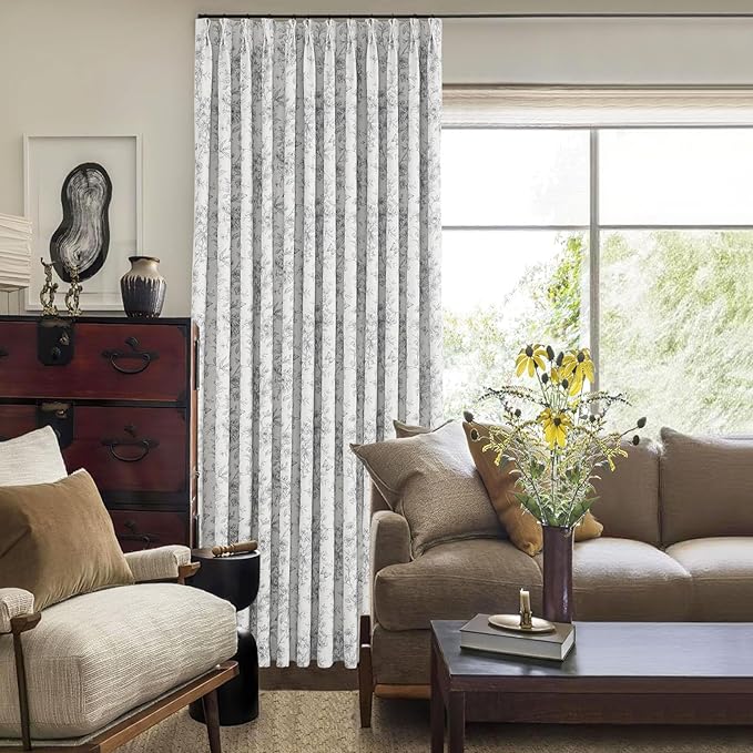 Pinch Pleated Vintage Floral Curtains - Room Darkening Drapes for Bedroom Living Room.2 Panels,84 Inches Wide 100 Inches Long