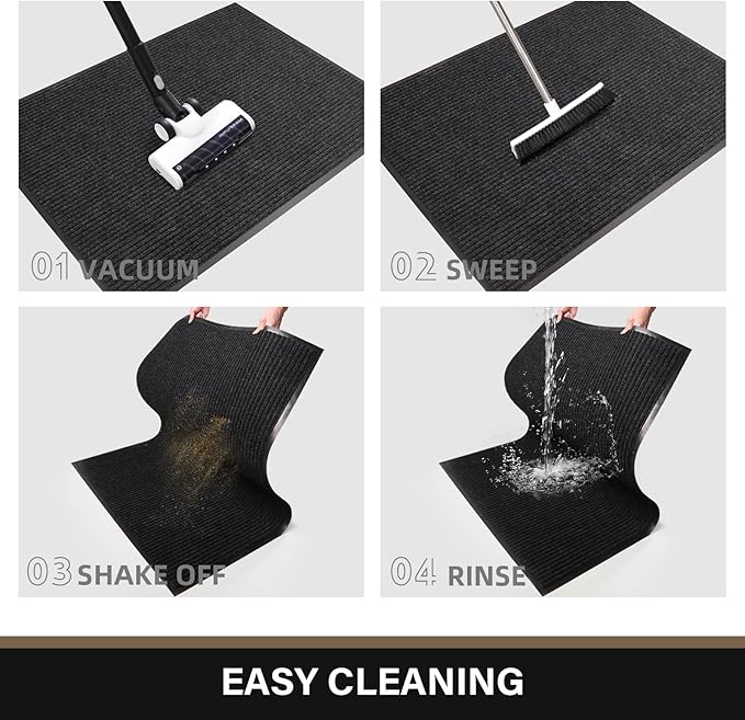 Large Front Door Mat, 60" x 36" Durable Front Doormat, Heavy Duty Large Welcome Door Matt for Home Entrance, No Slip Rubber Low Profile Door Mats for High Traffic Area