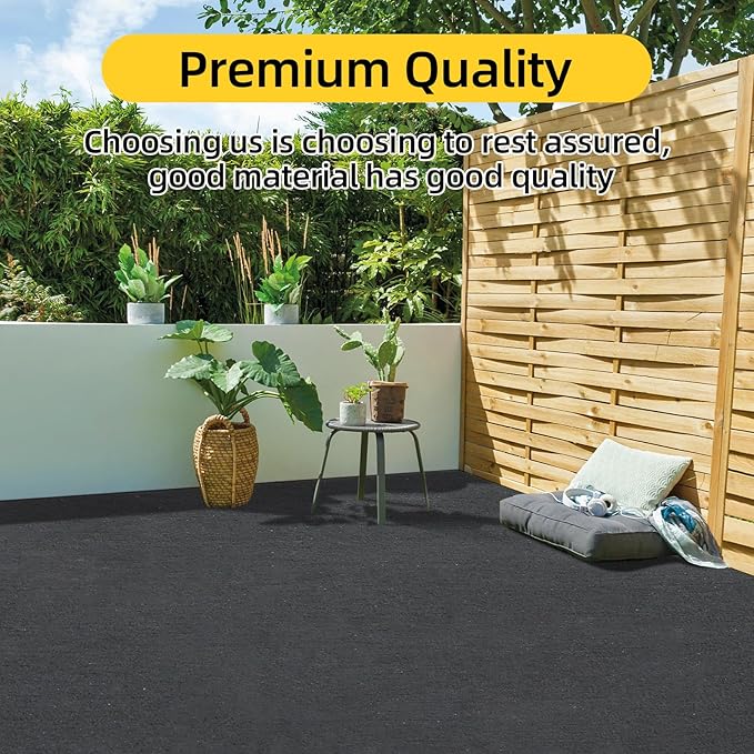 Marine Carpet - 6 FT x 18 FT Black Indoor/Outdoor Carpet, 0.2" Thick, Water-Proof TPE Backing, Non-Slide for Home, Patio, Porch, Deck