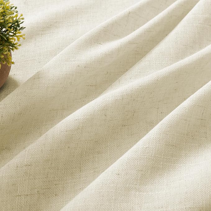Joydeco Linen Curtains 108 Inch Length 2 Panel Sets,Light Filtering Curtains for Bedroom 52 Inch Wide Living Room Drapes with Back Tabs & Rod Pockets (W52 x L108 Inch, Linen)