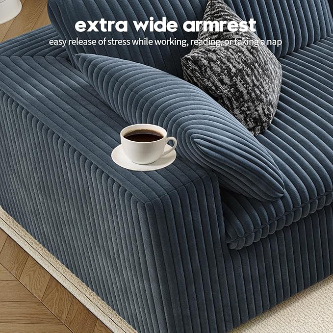 157.5" Cloud Couch Oversized Modular Sectional Sofa for Living Room,Modern Sofa with Deep Seat，U-Shape Boneless Couch with 2 Ottoman,Comfy Upholstered Couches for Apartment, Studio, Office,Blue