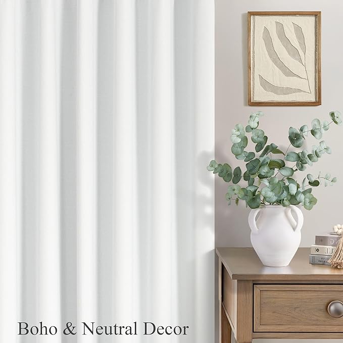 100 Inch Curtains & Drapes Window Coverings Custom Extreme Blackout Linen Curtains White Black Out Thermal Curtains for Sliding Glass Door Heavy Duty Panels 2 Back Tab Pleated 52 Inch Wide by 100 Long
