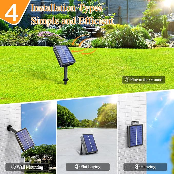 2 Pack Solar String Lights Total 480LED 158FT, IP67 Waterproof Solar Lights for Outside with 8 Modes, Upgraded Solar Panel Fairy Lights for Garden Party Wedding Decorations (Cool White)