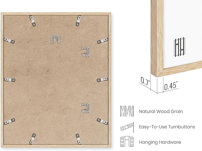 Haus and Hues 16"x20" Beige Oak Wood Picture Frame Set of 4 - 16x20 Wood Picture Frame, 16x20 Frames 4 Pack, 16x20 Poster Frame, 16x20 Frame Wood, 16 by 20 Picture Frames, Set of 4 Frames 16x20 Frame Only (Beige Oak)