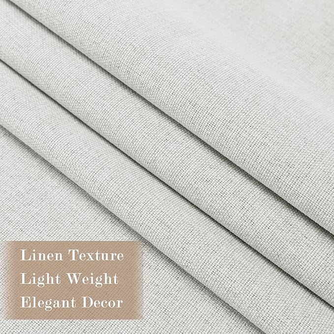 100% Blackout Linen Textured Drapes for Bedroom Pinch Pleated Curtains for Track System Portable Drapery for Sliding Glass Door/Storage/Space Room Divider, 70" Wx96 L, 1 PC, Greyish White