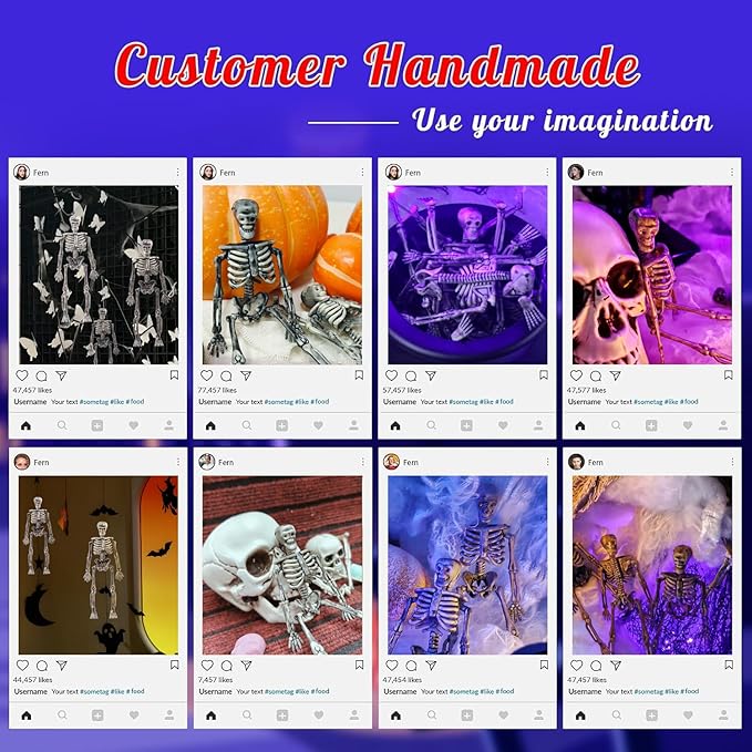 10 Pcs mini skeleton halloween decoration With hemp rope，6”small plastic posable halloween tiny skeleton figurines decor for Halloween Indoor Outdoor Graveyard Decor Haunted House Party Favors