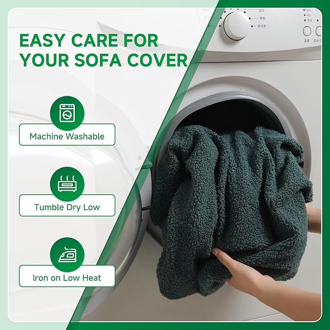 Couch Cushion Covers for Sectional Sofa, Stretch Soft Sofa Slipcovers Washable Wear-Resistant Universal Furniture Protector for Living Room(1 Piece Loveseat Cover, Green)