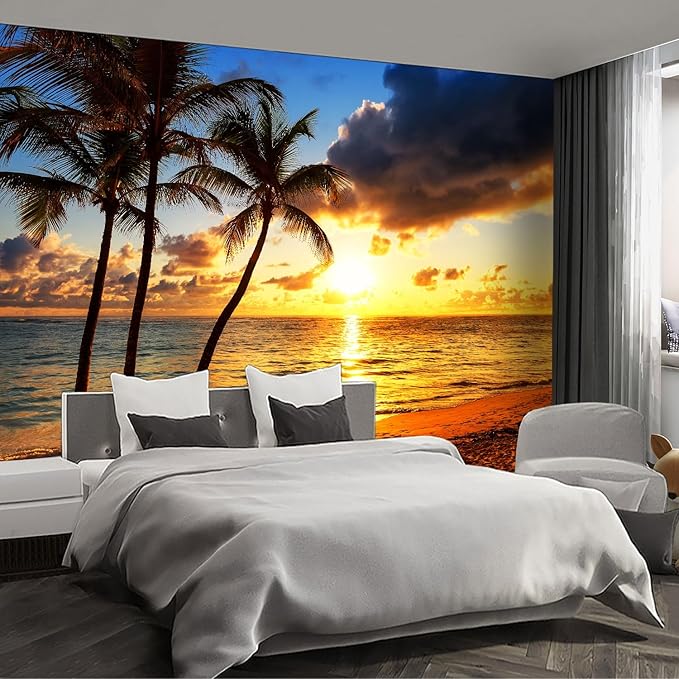 Beach Wall murals at Dusk Peel and Stick Sunset Wallpaper for Bedroom Living Room - 58"x86"