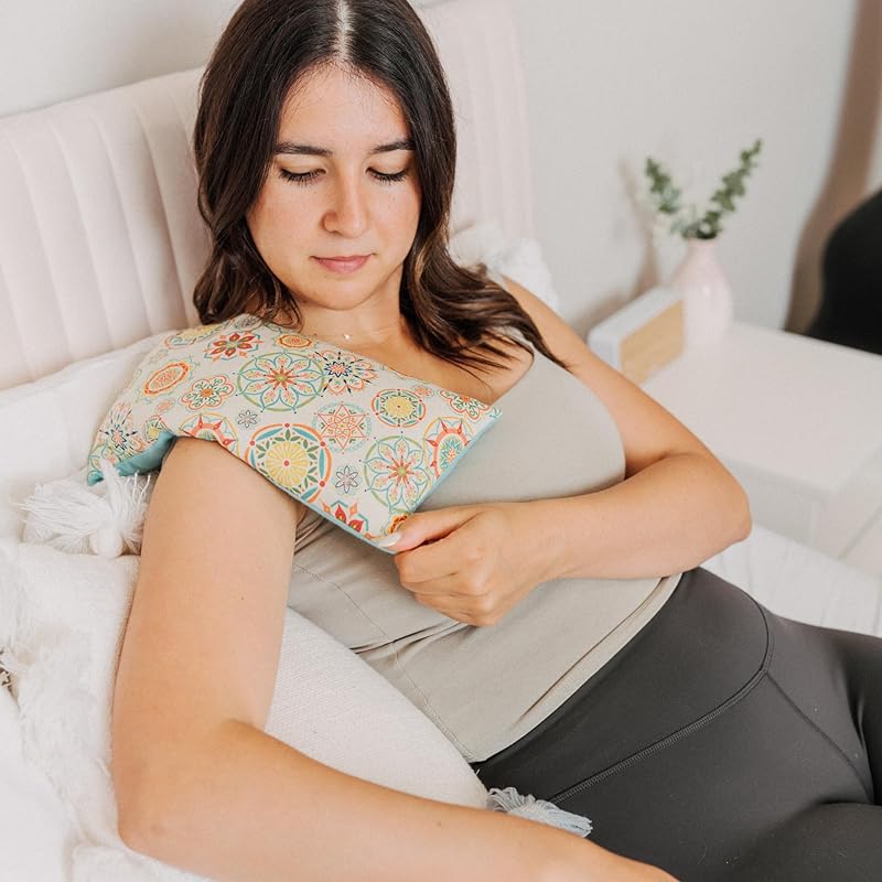 Large Microwave Heating Pad with Flax Seed, Scented or Unscented, Good For Back Pain or Cramps, Moist Heat Therapy or Ice Pack, Microwavable Bean Bag, 6" x 12" (Red and Black, Chamomile)