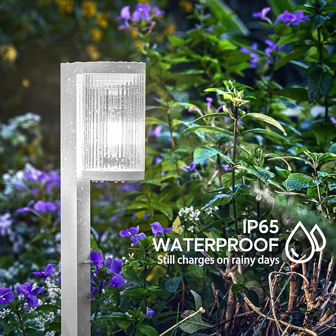 Solar Pathway Lights Outdoor, 6 Pack Upgraded Outdoor Solar Lights for Outside Super Bright Up to 12Hrs, IP65 Waterproof Solar Garden Lights for Yard Landscape Path Walkway Decoration(Cool White)