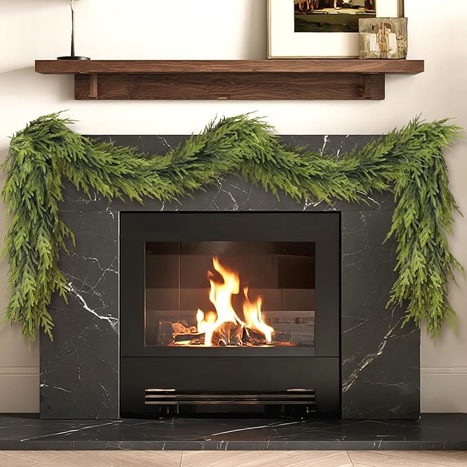 Artificial Norfolk Pine Garland - Faux Christmas Garland Fake Green Garland for Fireplace,Table, Stairs, Mantle, Window,Indoor Outdoor,Home,Holiday Decor (1 PCS,6 FT)
