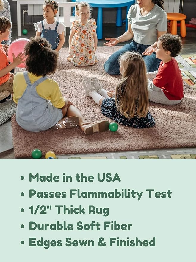 KOECKRITZ Soft and Colorful Kids Classroom Area Rugs (Passes Flammability Pill Test) Many Sizes and Bright Colors to Select from (9' Round, Froggy)