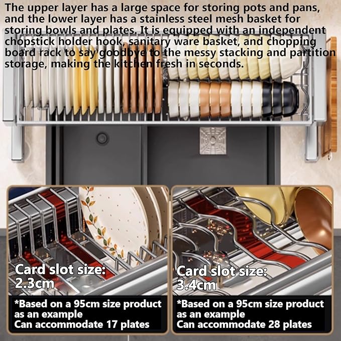 Kitchen Sink Rack Sink Above The Dish Drain Dish Washing Rack Stainless Steel Multifunctional Dish Storage Rack,Over The Sink Drying Rack for Dishes(1,95cm/37.4in)
