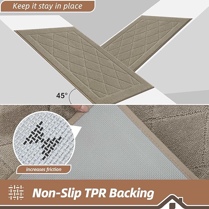 BEQHAUSE Dirt Trapper Door Mat 36" x 60", Doormat Non-Slip Entryway Rugs Washable, Dog Door Mat Stain Resistant and Absorbent Welcome Floor Mat for Front Back Door, Muddy Wet Shoes & Paws, Beige