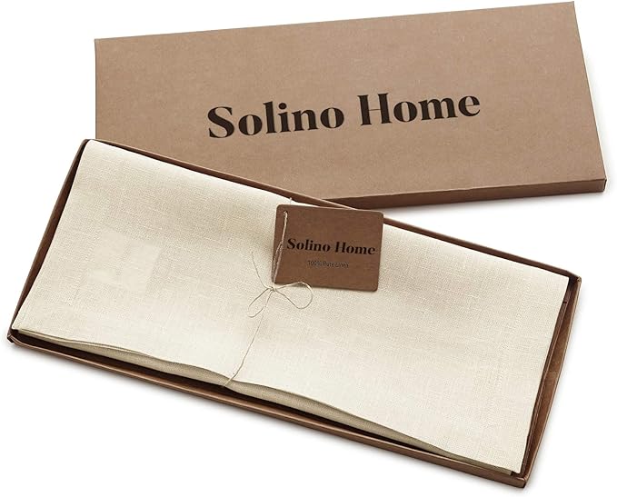 Solino Home Linen Ivory Table Runner 72 Inches Long - 100% Pure Linen 14 x 72 Inch Table Runner for Dining, Fall, Autumn, Thanksgiving - Fete