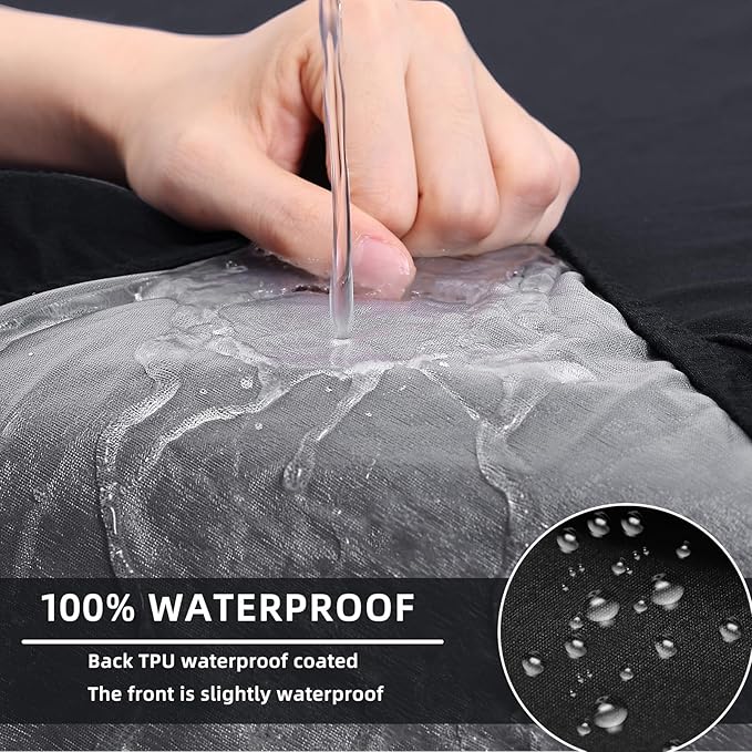 hyha Waterproof Couch Cushion Covers, Stretch Sofa Couch Seat Slipcover for Dog Washable, Non-Slip Waterproof Outdoor Cushion Covers for Patio Furniture Replacement (1 Piece for Large, Black)