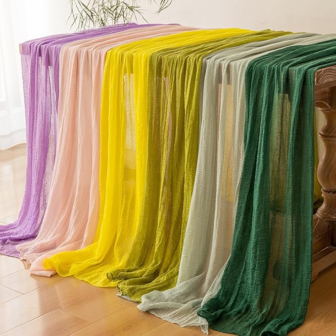 Table Runner Emerald Green Cheesecloth Gauze 120 Inch 10 FT Rustic Boho Cheese Cloth Table Runner for Wedding Baby Shower Bridal Shower Party Long Sheer Holiday Home Decorations