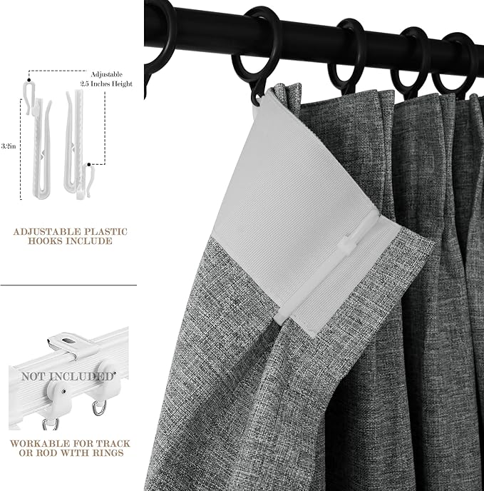 120" Wx108 L Linen Room Divider Drapes for Doorway/Glass Window/Sliding Door/Patio, Extra Wide Pinch Pleated Full Blackout Curtains for Girls Boys Teen Kids Room, 1 Panel, Mid Grey