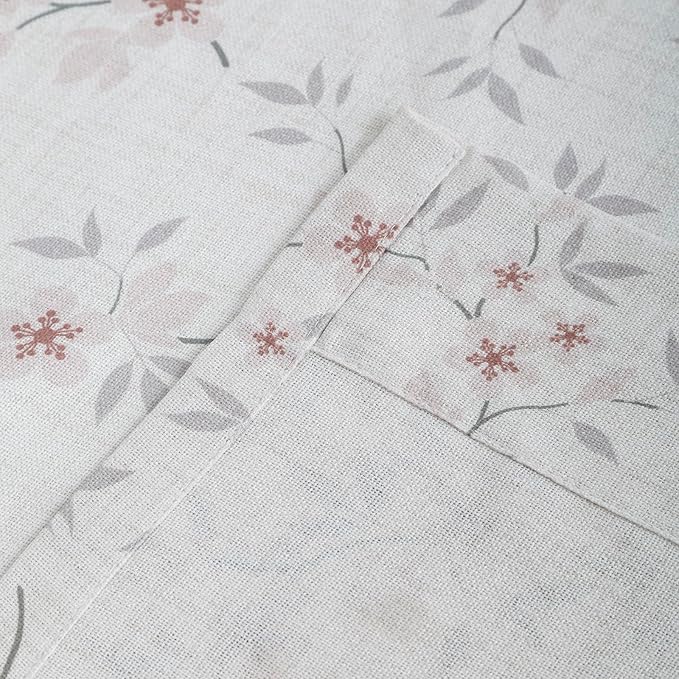 Pink Floral Pinch Pleated Linen Curtains - 2 Panels of Privacy Light-Filtering Printed Curtains Suitable for Dining Rooms and Farmhouses.40 Inches Wide by 106 Inches Long
