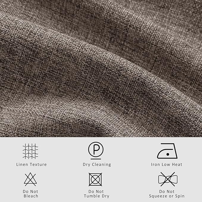 Macochico Pinch Pleated Blackout Curtains 102 Inches Long 100% Light Blocking Light Coffee Linen Drapes for Bedroom Living Room Farmhouse Shabby Chic Burlap Curtains with Tieback 72”Wx102”L 1 Panel