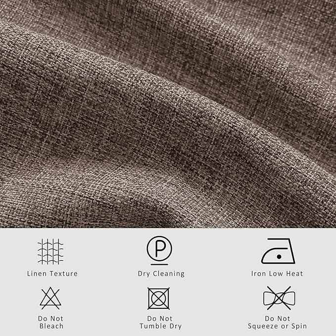 Macochico 52”Wx96”L 100% Blackout Curtains for Bedroom Living Room Nursery Light Brown Pinch Pleated Linen Curtains Farmhouse Burlap Drapes Thermal Window Panels with Hooks and Tieback 1 Panel