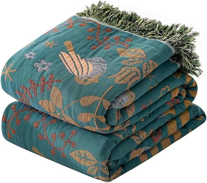 Summer Throw Blanket for Bed Couch 90''x 98'' Boho Throws 100% Cotton Muslin Travel Mexican Blanket Warm Soft Blankets Decorative Farmhouse Vintage Throws and Best Gifts