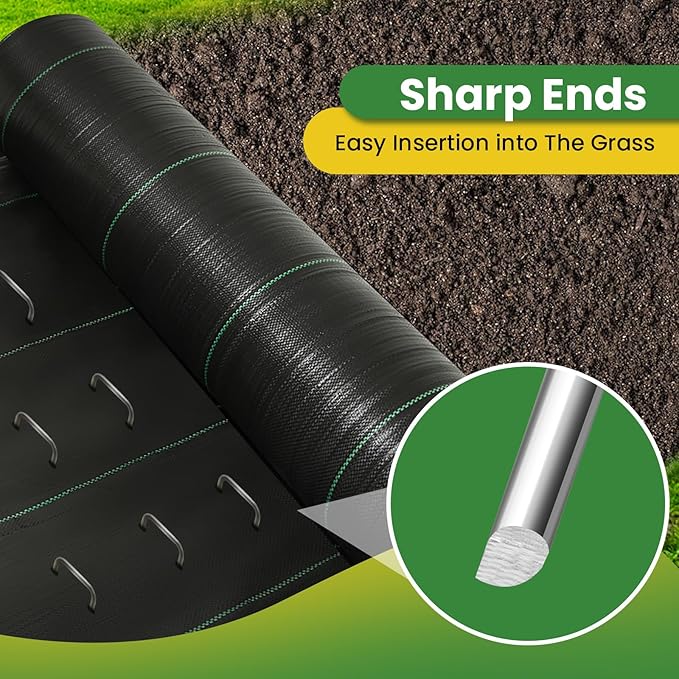 Landscape Staples 6 Inch 60 Pack, Garden Stakes Galvanized Garden Staples 11 Gauge, Plant Cover Stakes for Lawn Weed Barrier